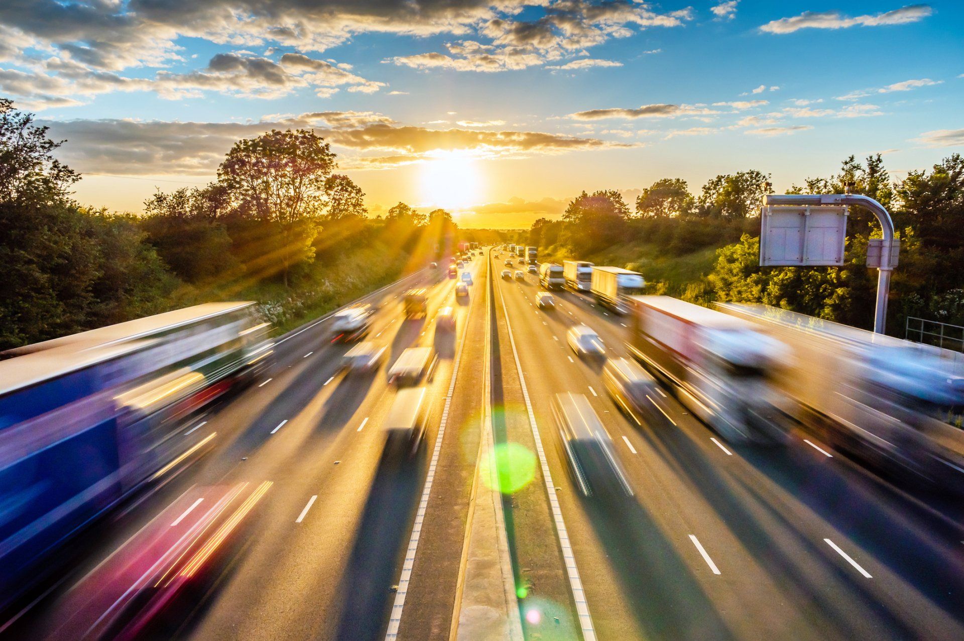 cars driving on freeway