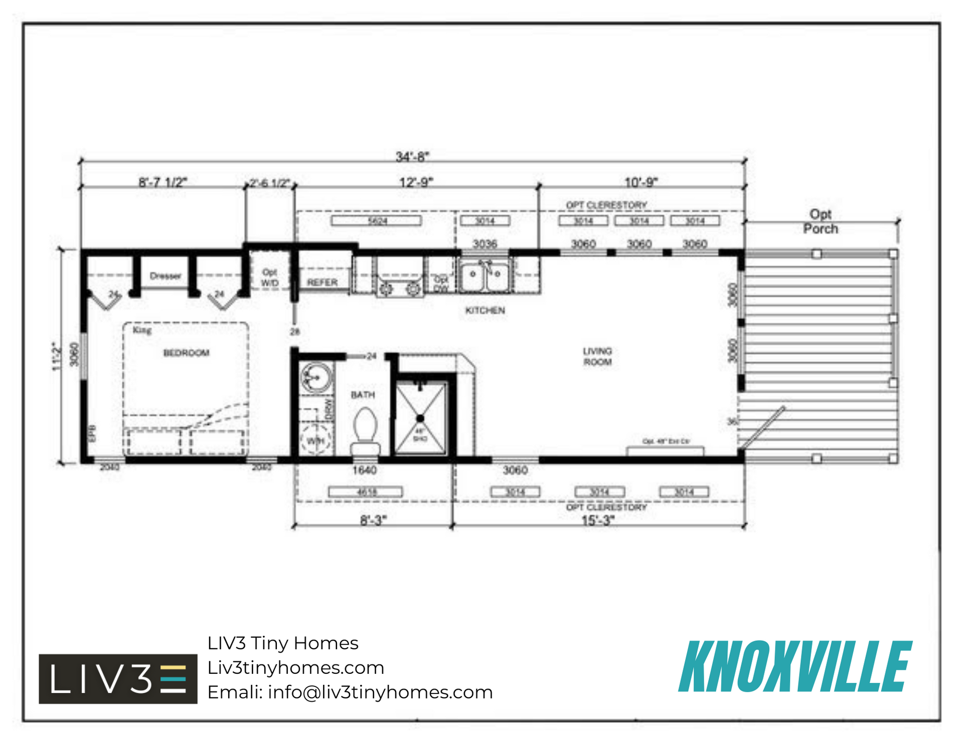 A black and white floor plan of a house called knoxville
