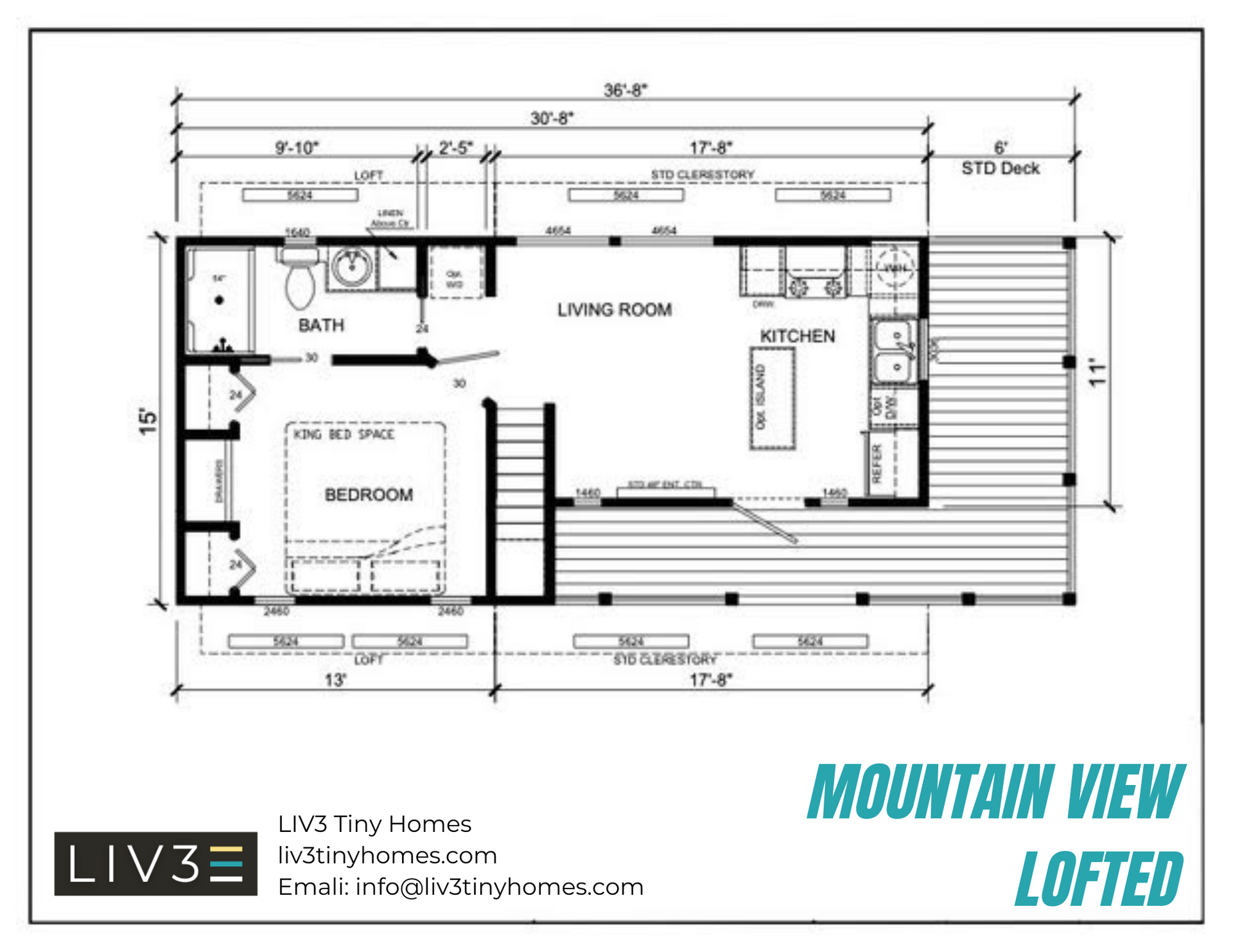 A floor plan of a mountain view lofted house