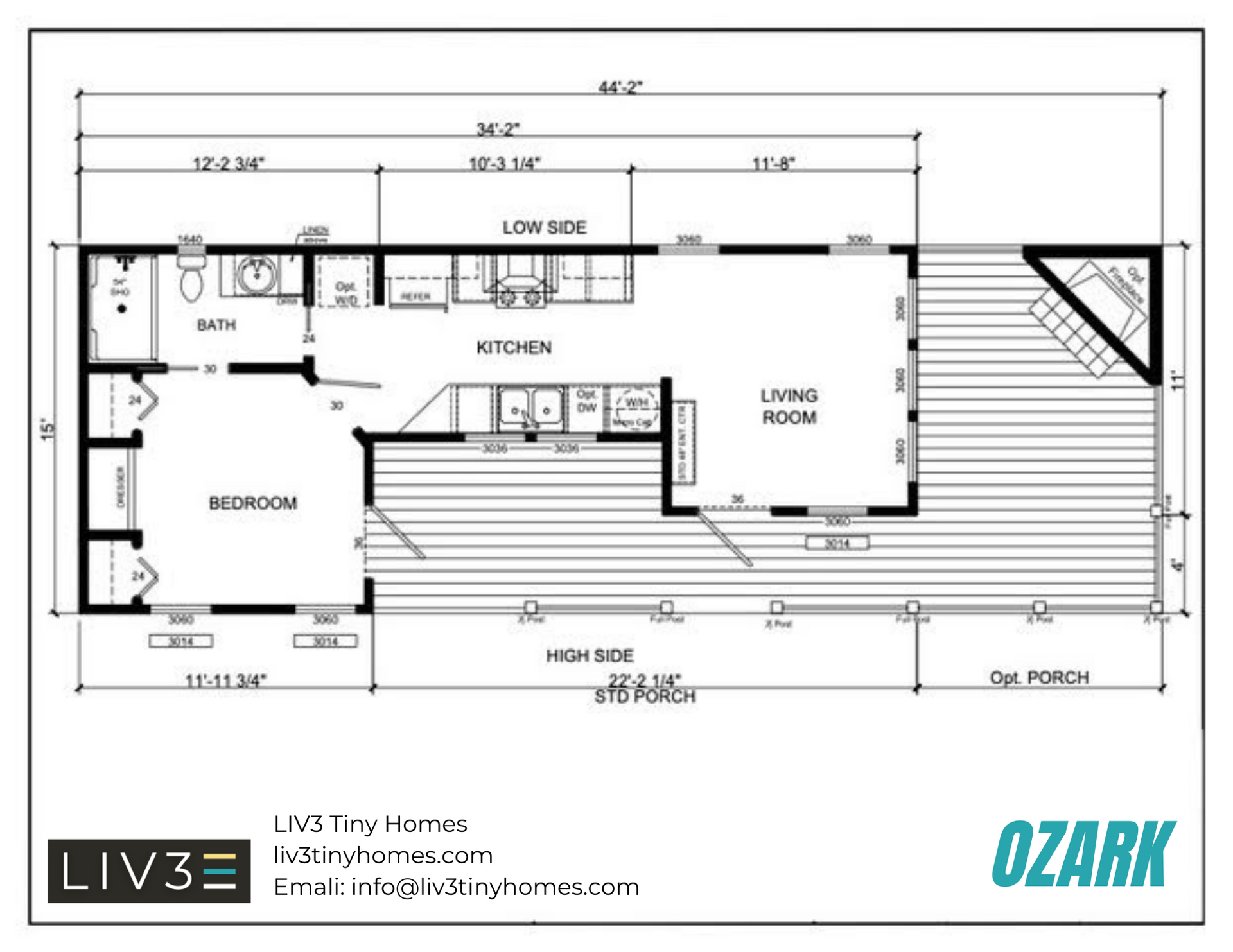 A black and white floor plan of a mobile home