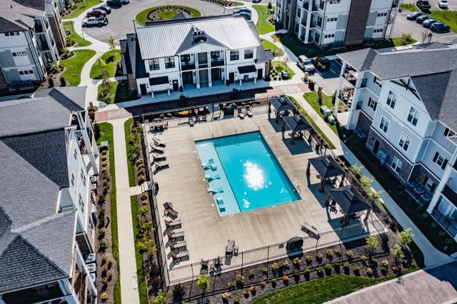 aerial shot of pool