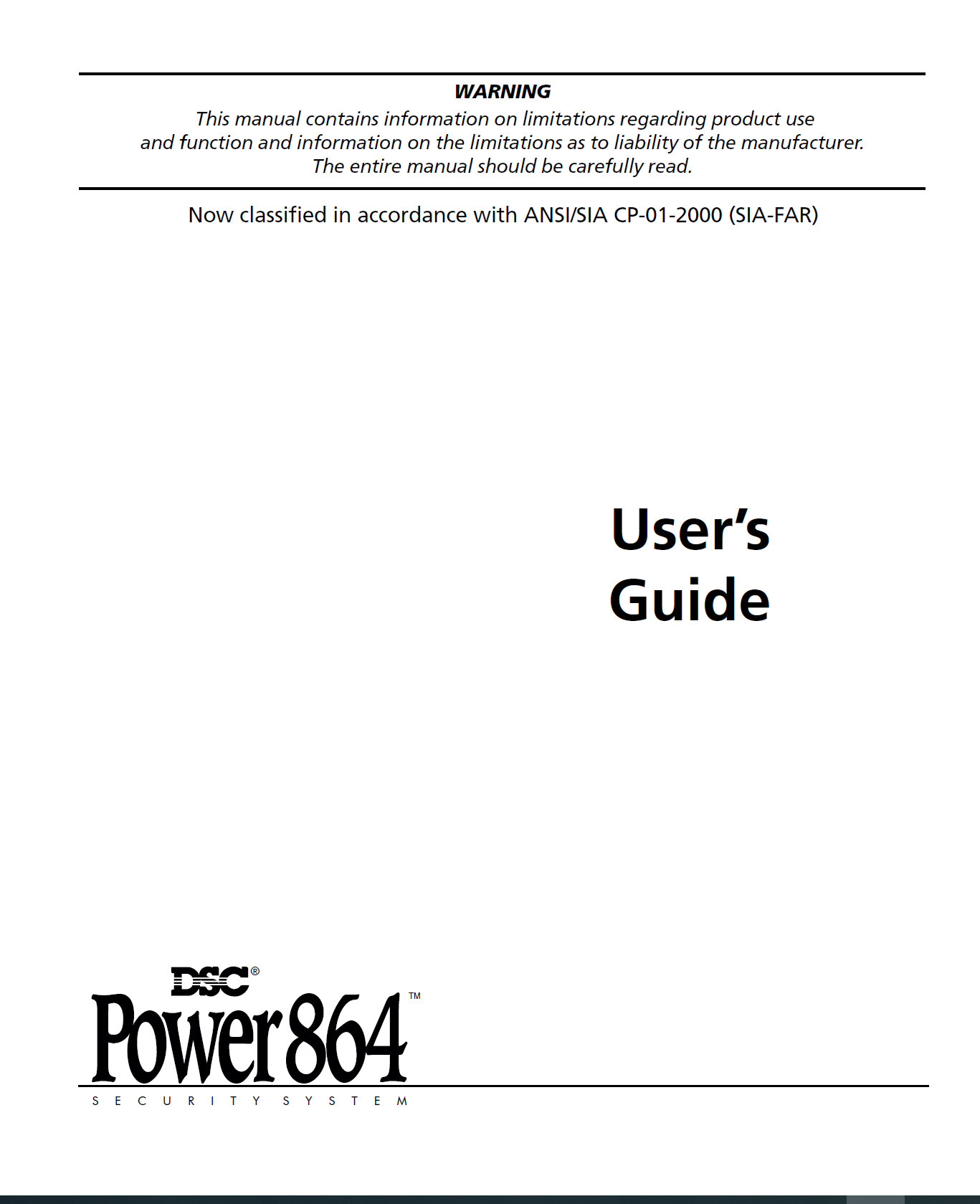 DSC Power864 Series manual