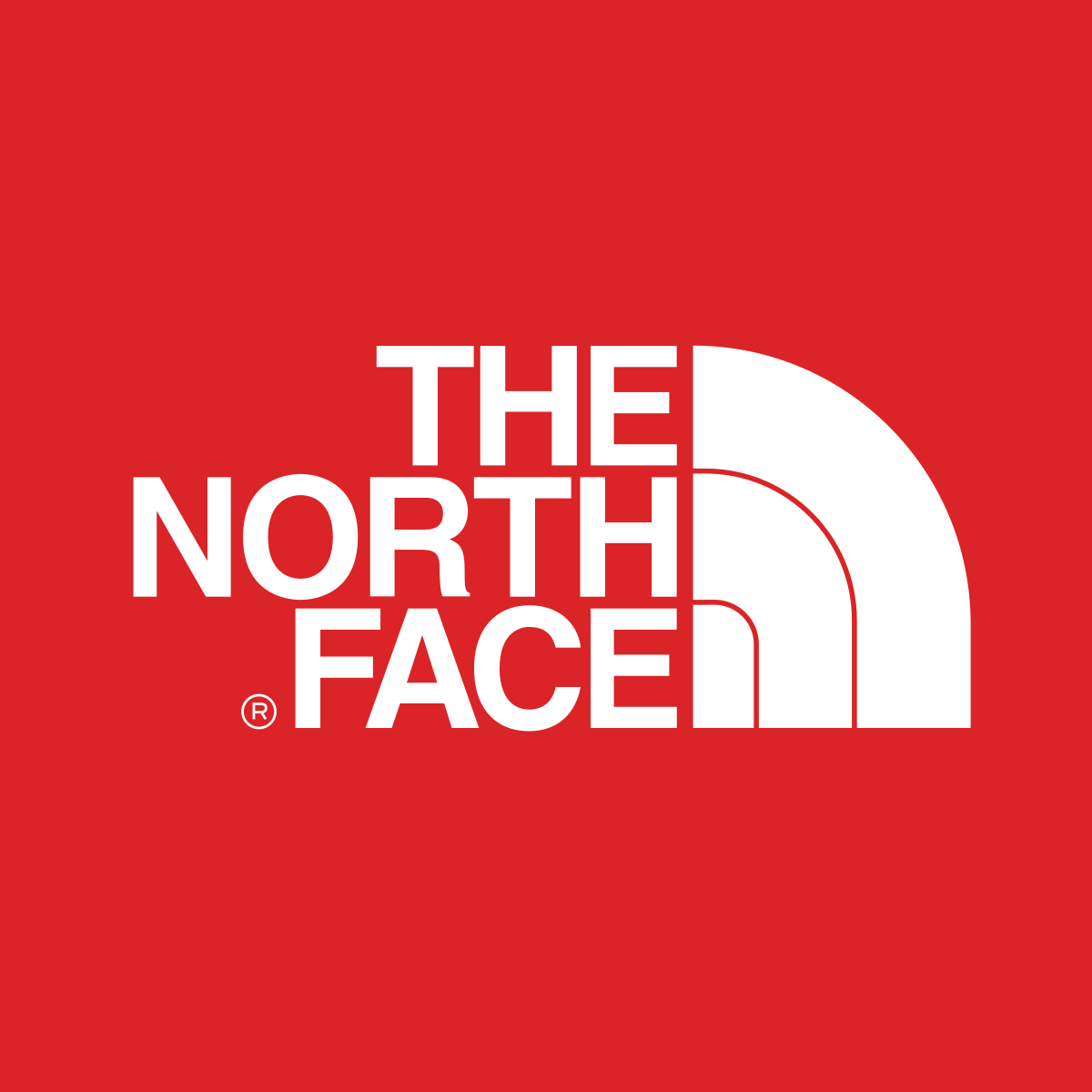 The north face logo on a red background