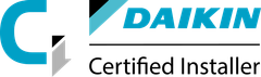 A daikin certified installer logo on a white background.