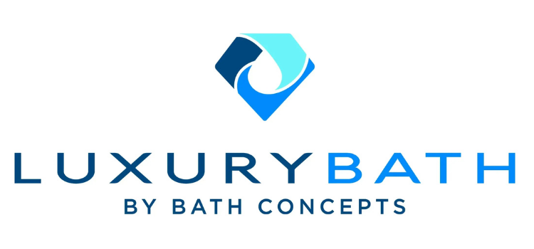 Luxury Bath by Bath Concepts logo with blue geometric icon and navy text