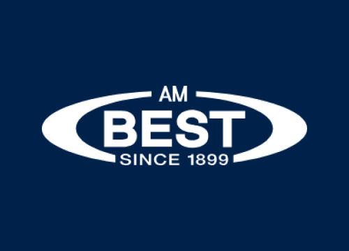 A logo for am best since 1899 on a blue background