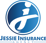 The logo for jessie insurance agency is blue and white.