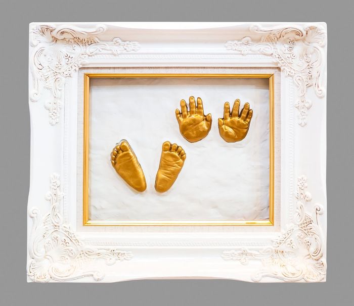 Baby Hand And Foot Print In Gold Frame - Framing in Albury, NSW