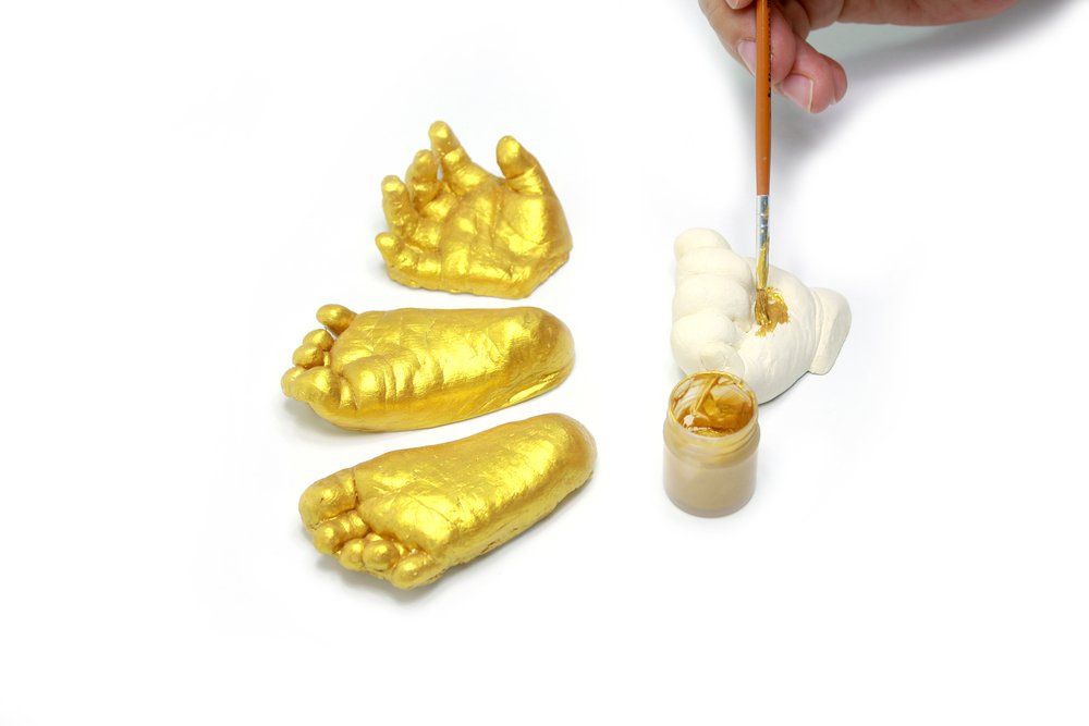 Painting Baby Hands Gold - Hand Casting in Albury, NSW