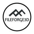 A black and white logo for fileforge3d