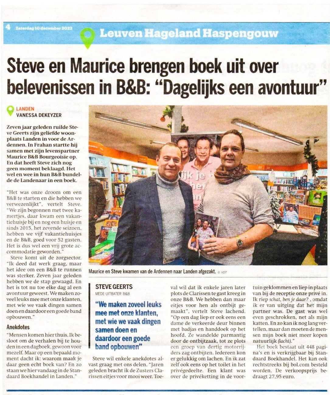 Boek Vlaamse auteur Steve Geerts Kerst best verkopende boek Belgie Nederland Beste boek 2022 2023