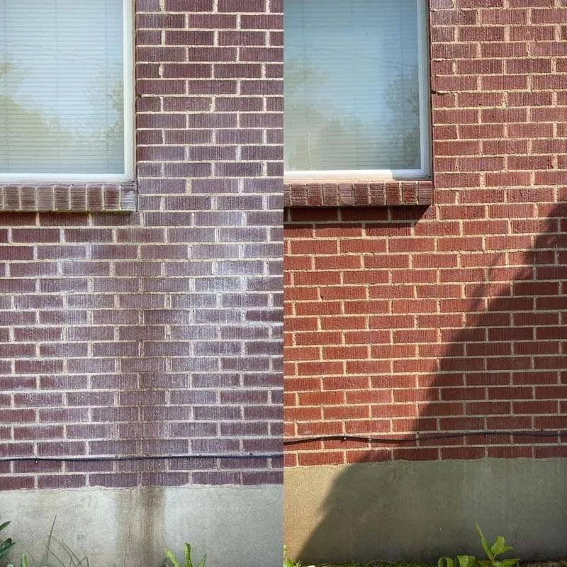 Before and After Power Wash Brick Home