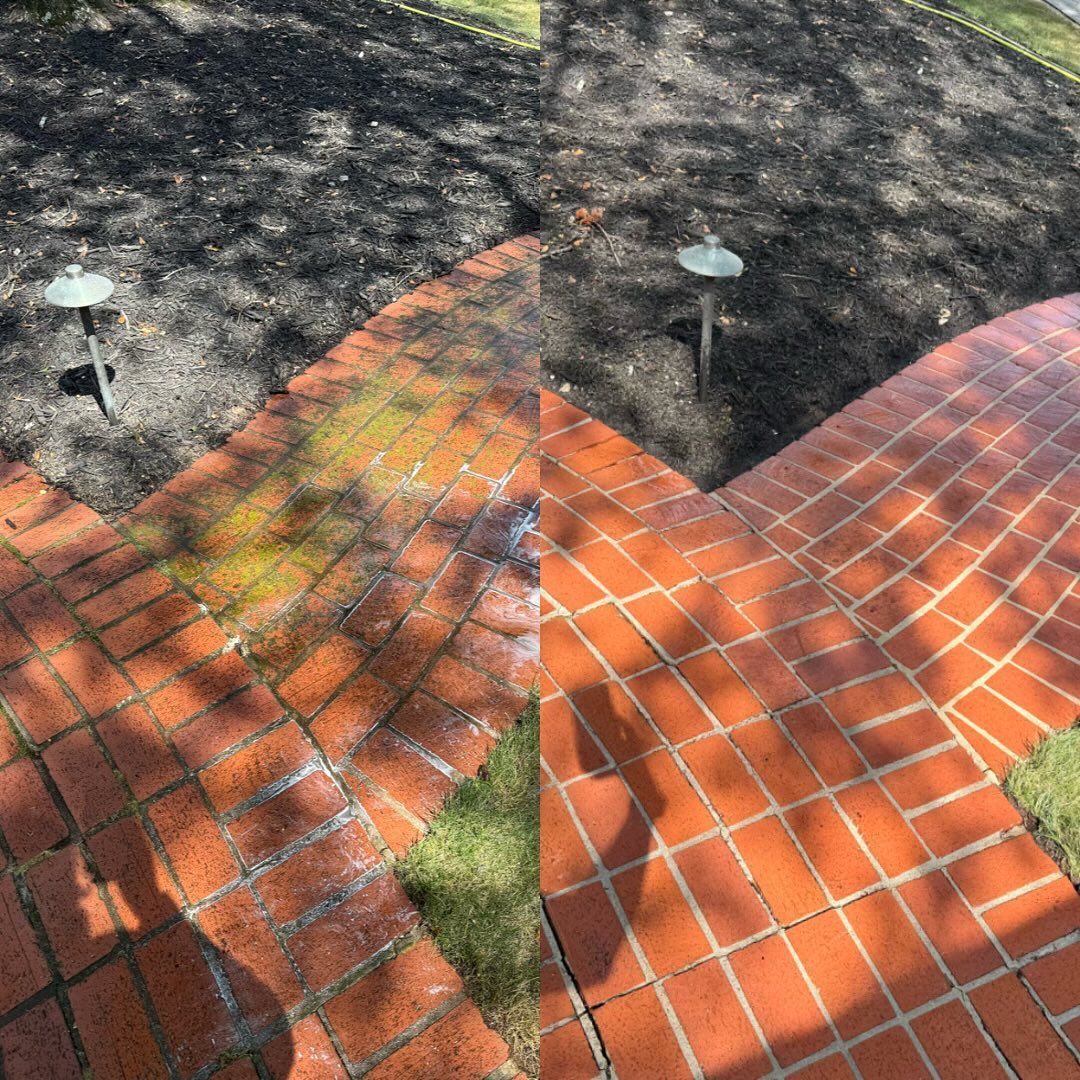 Brick path before and after