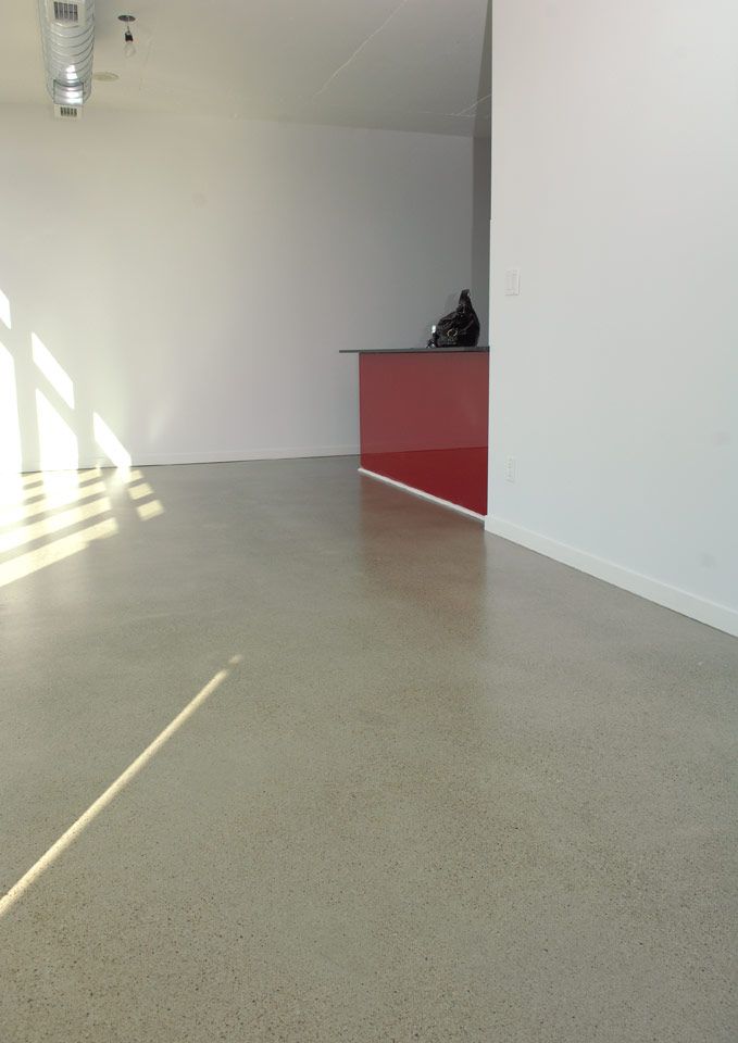 There is a red counter in the middle of the room.