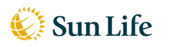 Sun Life logo: sun icon with a globe inside, and the words "Sun Life" in a dark teal color.