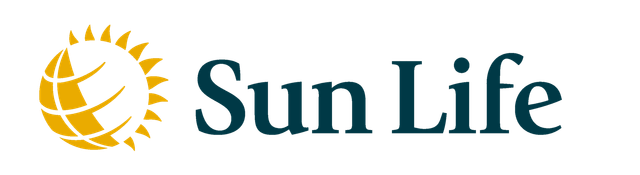 Sun Life logo: sun icon with a globe inside, and the words "Sun Life" in a dark teal color.