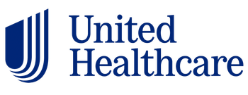 UnitedHealthcare logo with a blue geometric shape and the words "United Healthcare" in dark blue.