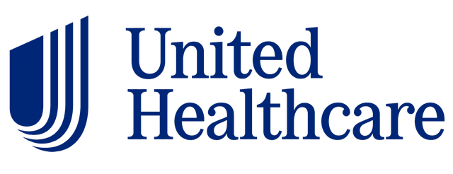 UnitedHealthcare logo with a blue geometric shape and the words "United Healthcare" in dark blue.