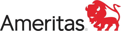 Ameritas logo: Black text with red lion emblem.