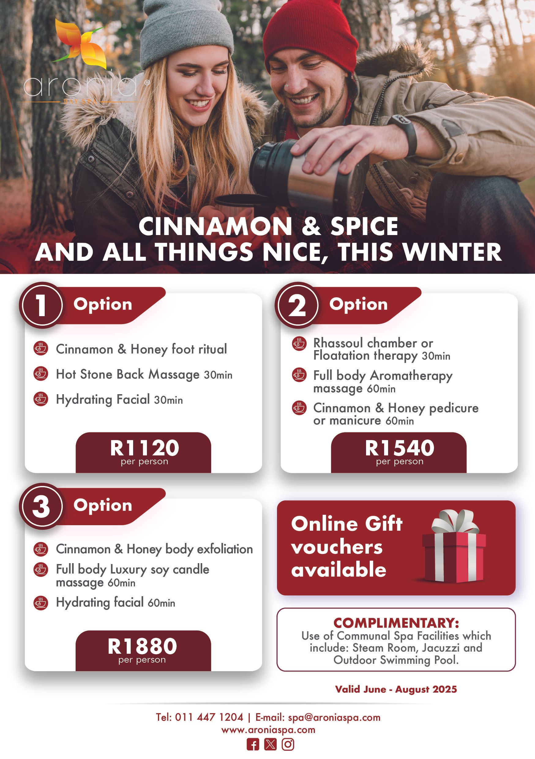 day Spa winter promotions  Johannesburg specials couples group