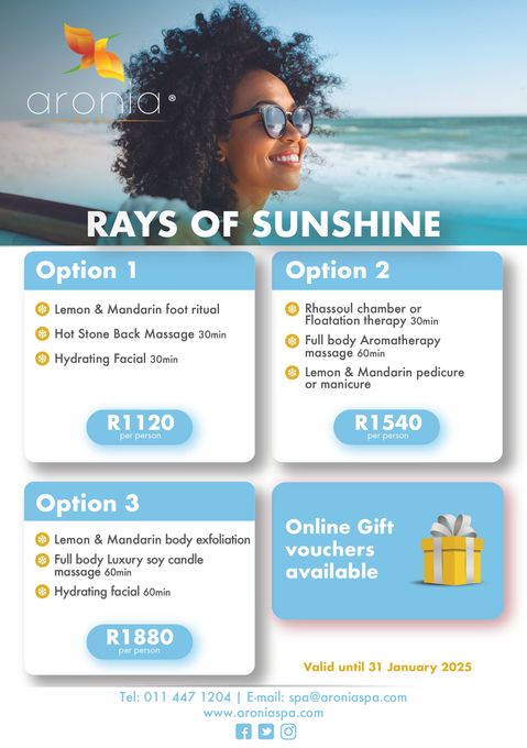 day Spa summer promotions  Johannesburg specials couples group