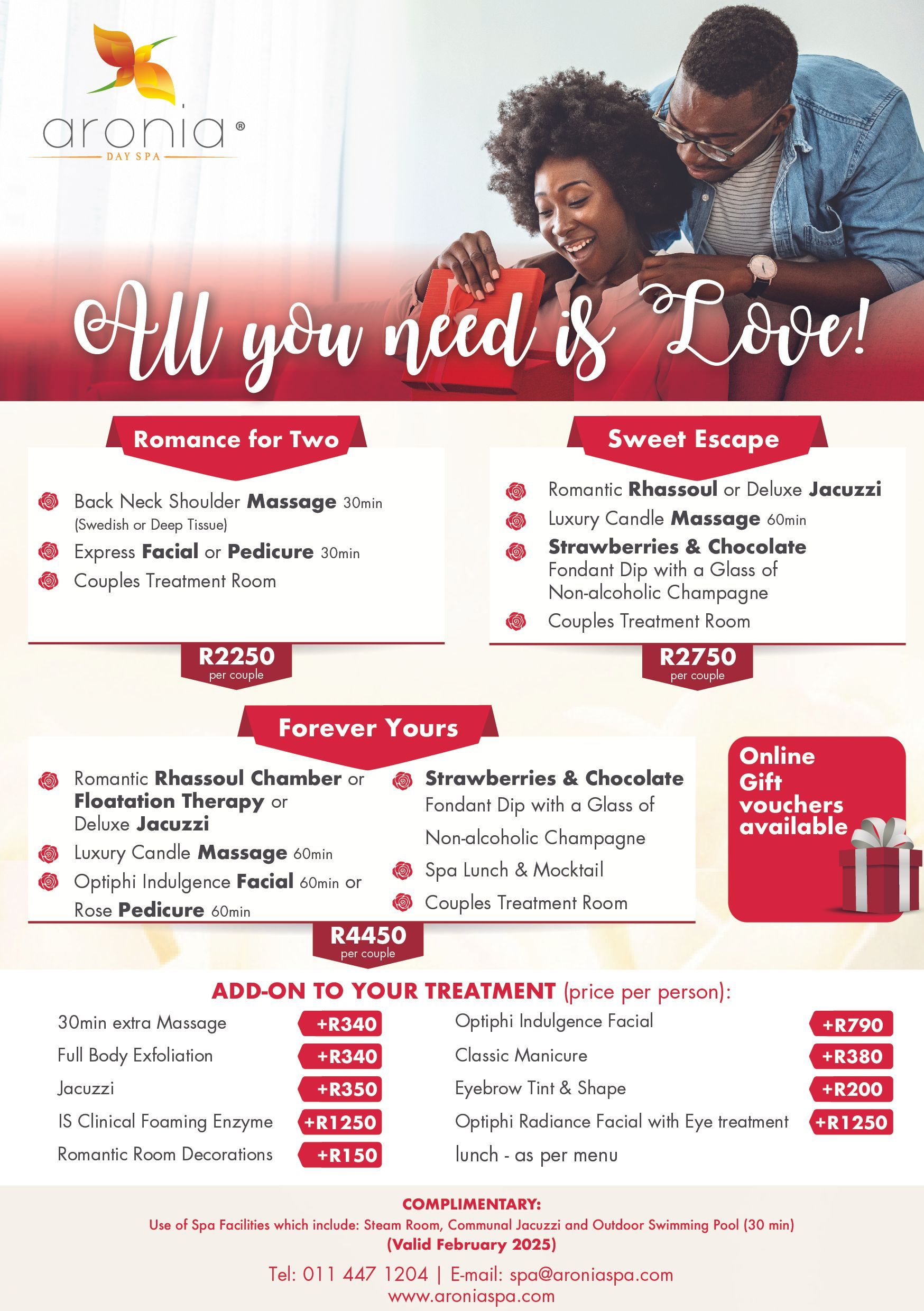 day Spa valentinesJohannesburg specials couples group