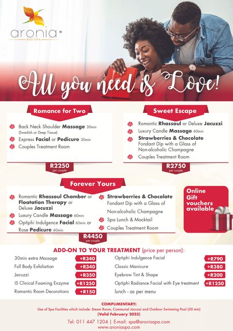 day Spa spring promotions  Johannesburg specials valentines day couples group