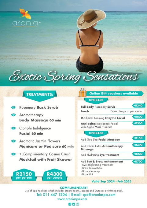 day Spa spring  promotions  Johannesburg specials couples group