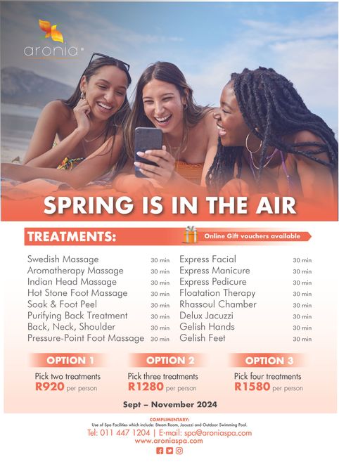 day Spa spring promotions  Johannesburg specials couples group