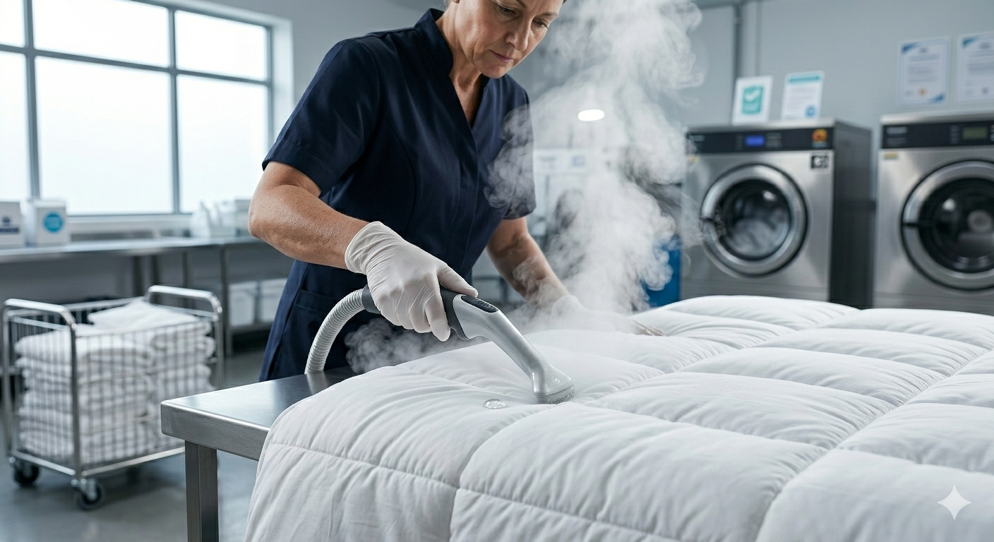 A white truck is parked in a parking lot next to a building.