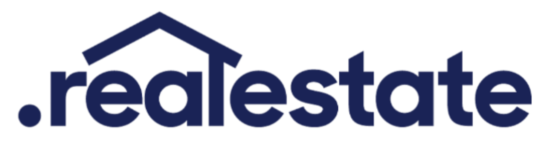 A logo for real estate with a house on it