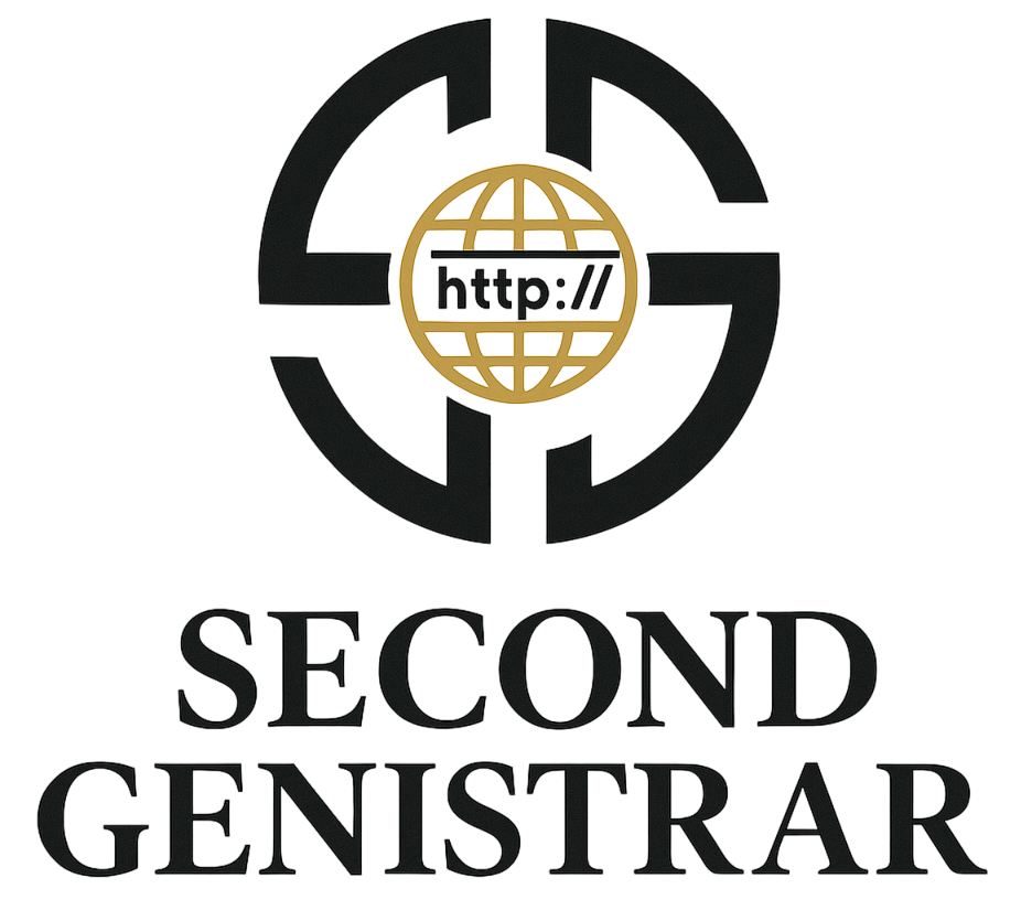 A black and gold logo for second genistar