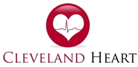 A logo for cleveland heart with a heart in a red circle