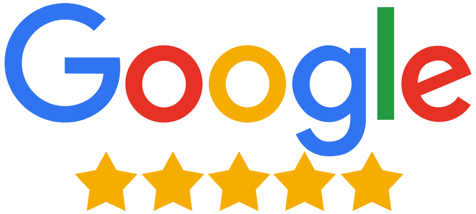 Logo di Google con cinque stelle dorate, che indicano una valutazione a cinque stelle.