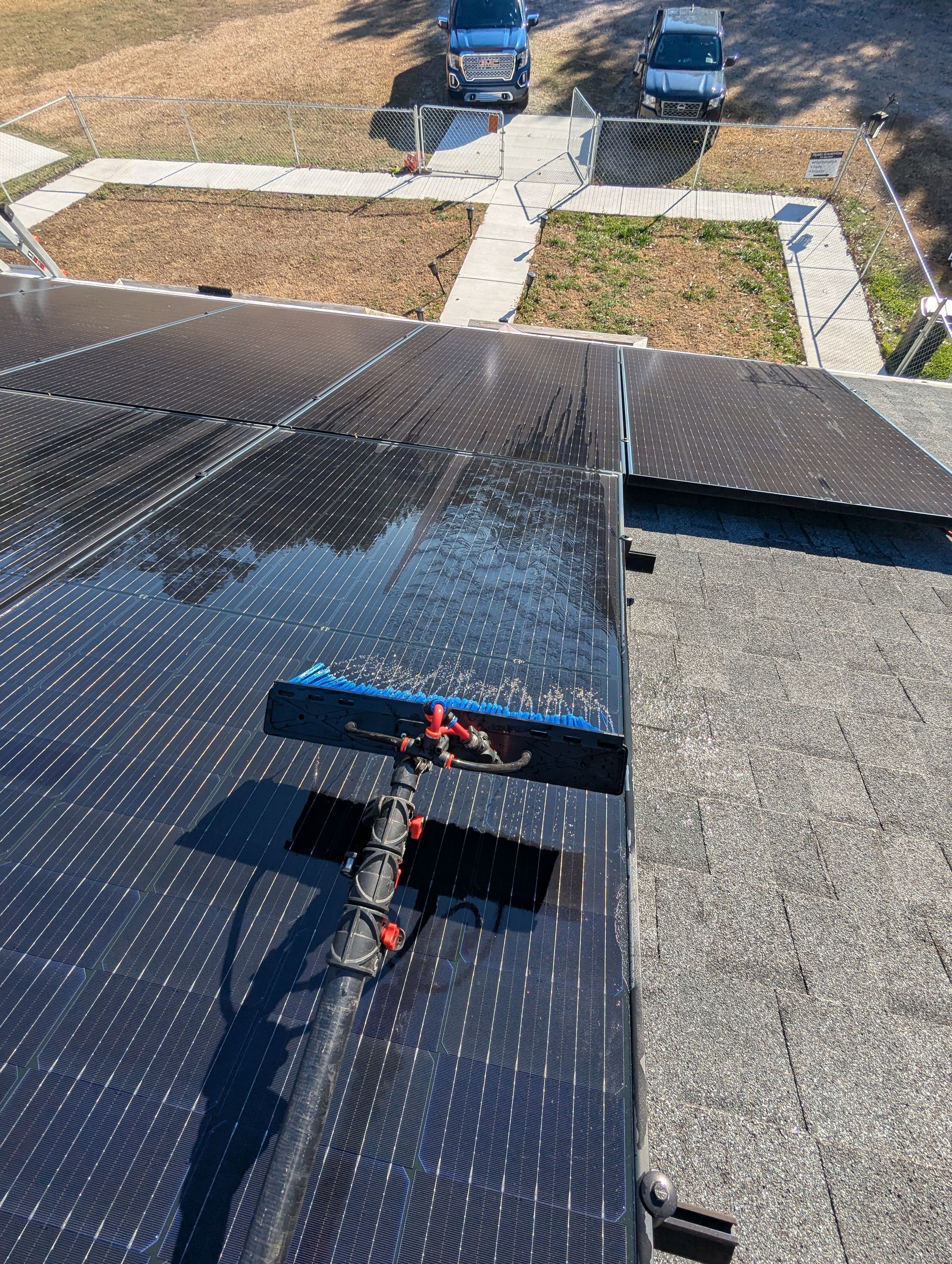 cleaning roof top solar panels