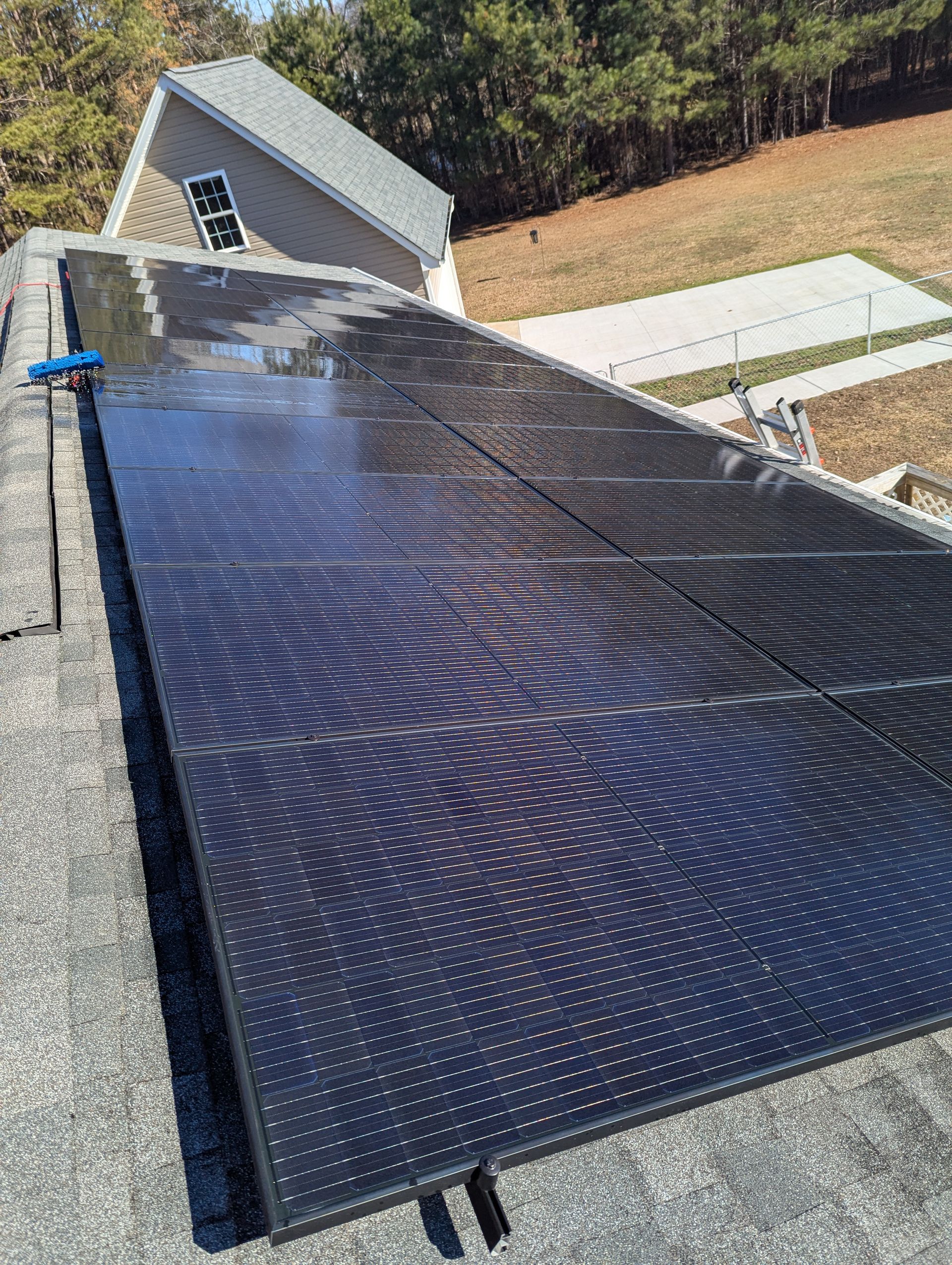 freshly cleaned solar panels