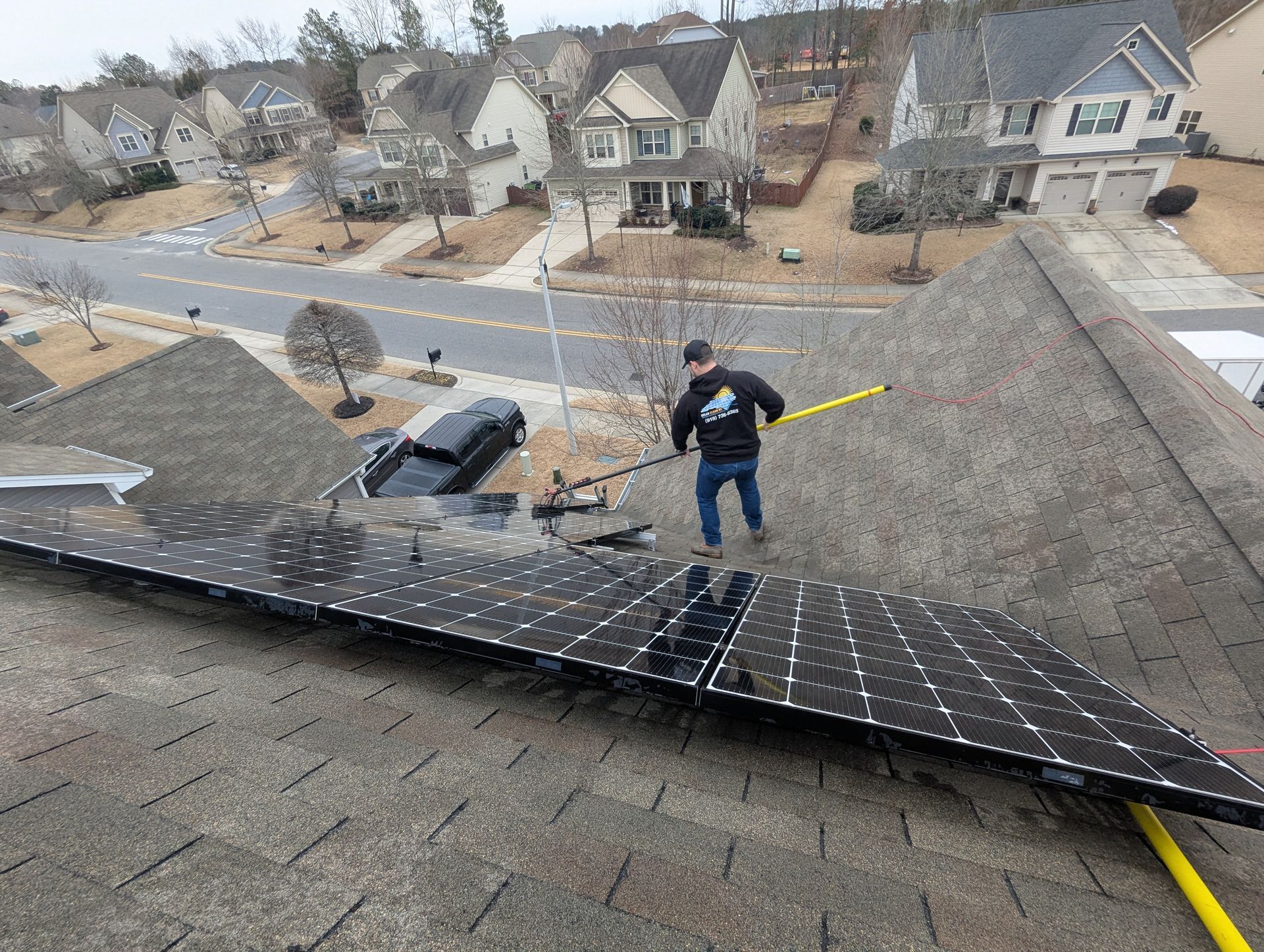 cleaning roof top solar panels
