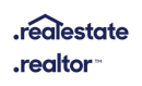 A yellow and green logo for real estate and realtor