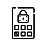 Keypad with a lock symbol and one button selected.