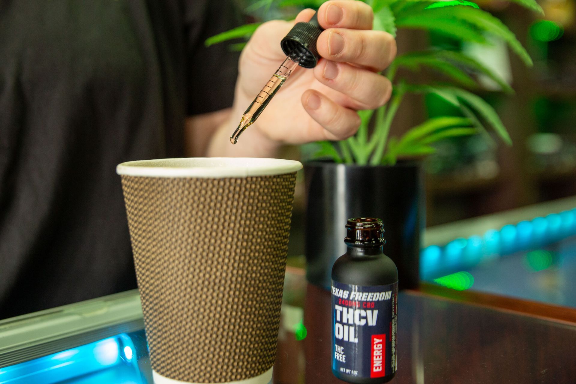 Adding some THCv Oil to a cup of coffee to start the day off right!