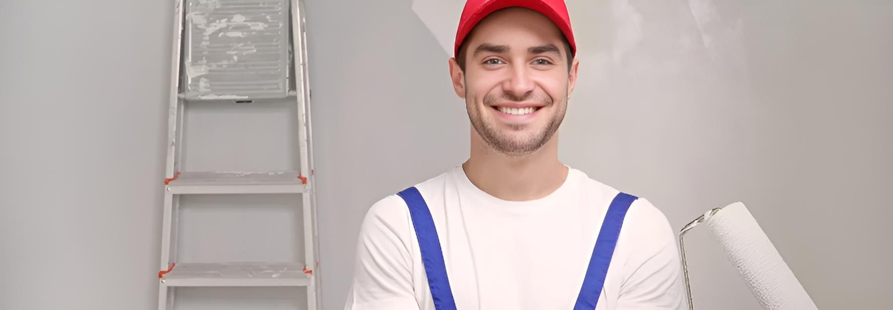 A Man in Overalls and a Red Hat is Smiling — O'Brien Painting Contractors in Alexandra Headland, QLD