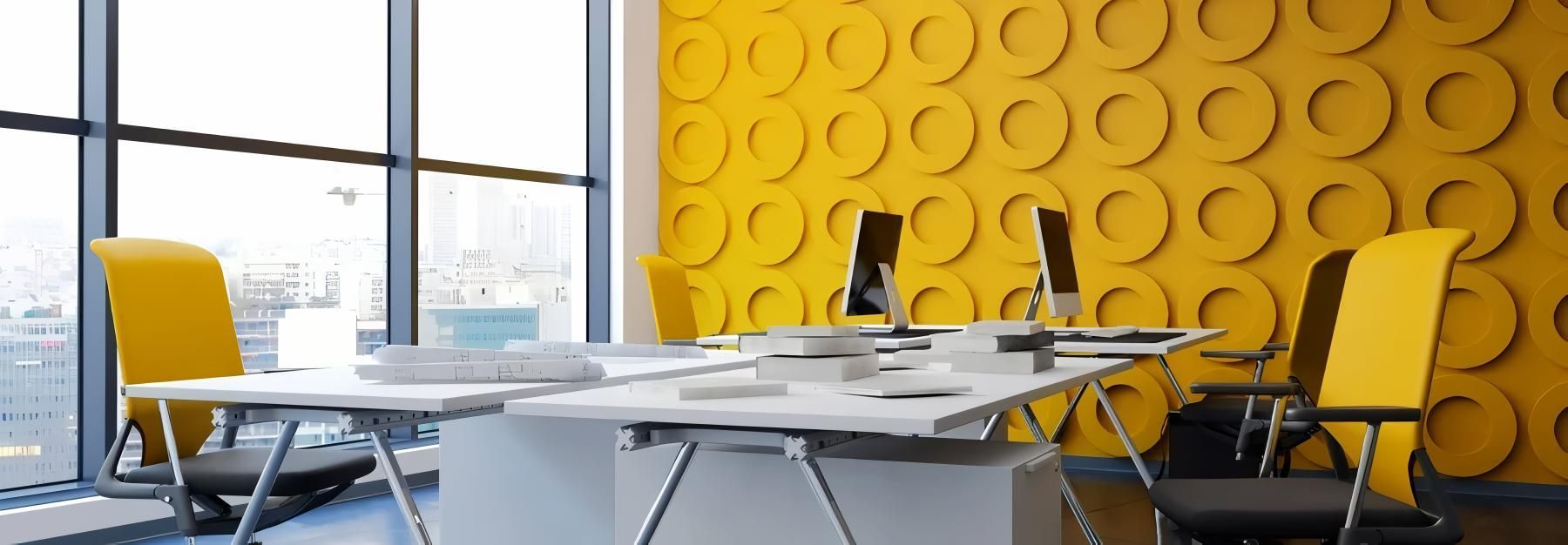 A Modern Office With Yellow Wall — O'Brien Painting Contractors in Alexandra Headland, QLD