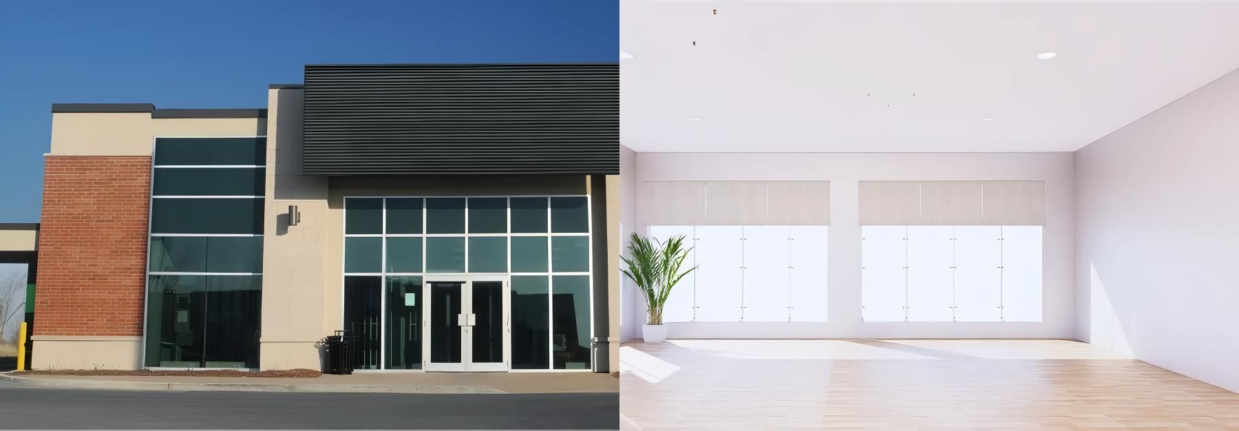 A Picture of a Building Next to a Picture of an Empty Room — O'Brien Painting Contractors in Alexandra Headland, QLD