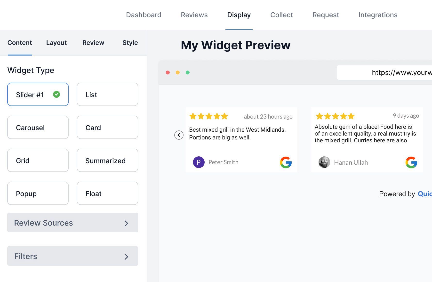 Build trust with review widgets and badges 