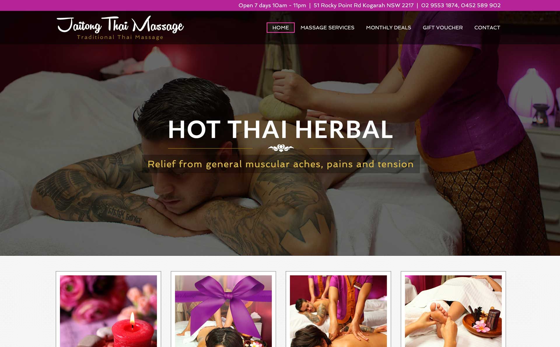 Website design for Jaitong Thai Massage Kogarah Sydney