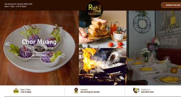 Website design & Restaurant Online Ordering system for Ruck Thai restaurant Rozelle Sydney