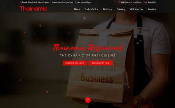Website design & Restaurant Online Ordering system for Thainamic restaurant Leichhardt Sydney