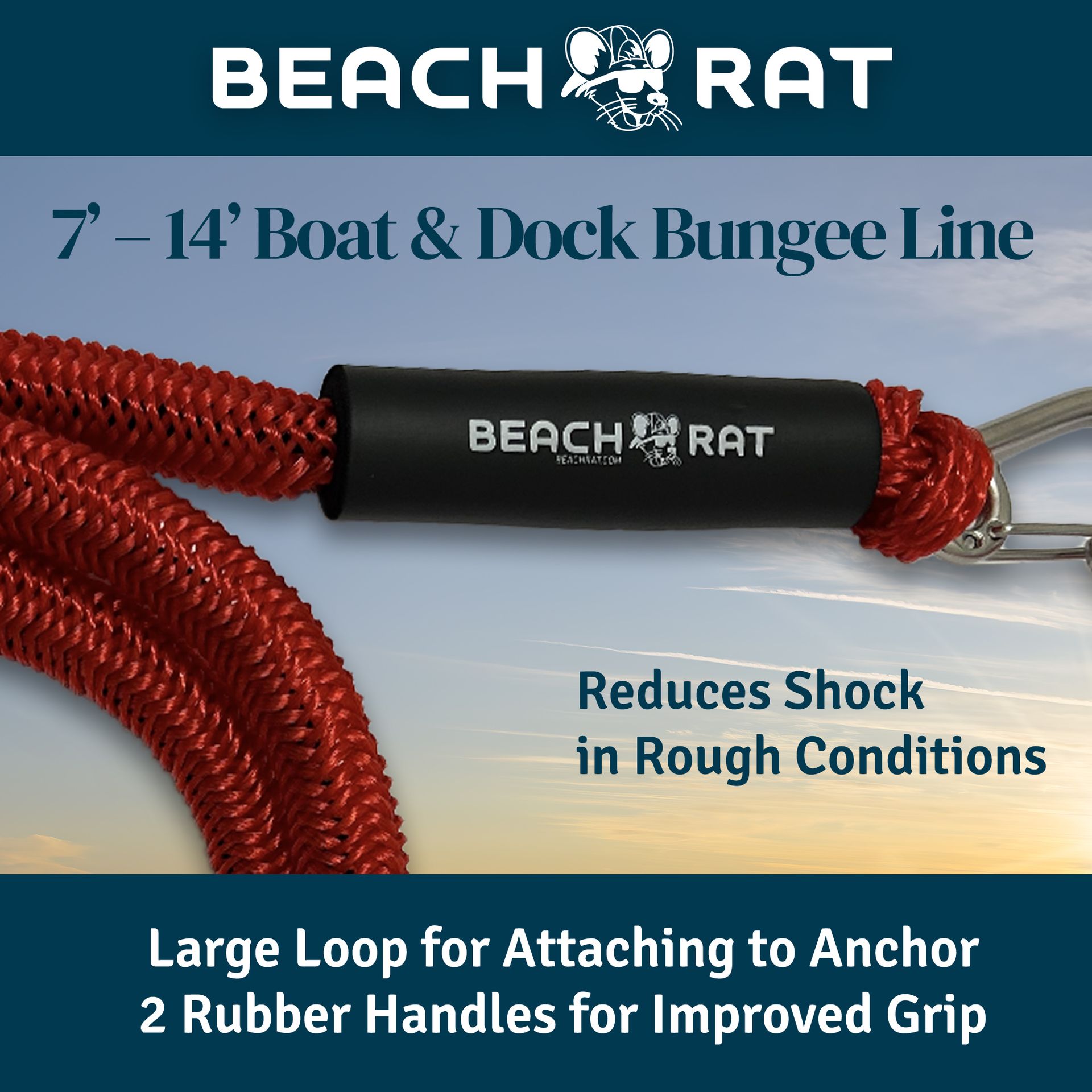 Red Beach Rat Bungee Rope - 7' – 14'