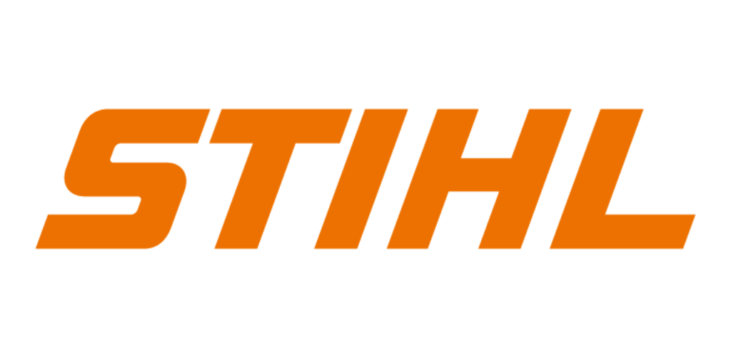 Un logo orange et blanc pour Stihl sur fond blanc