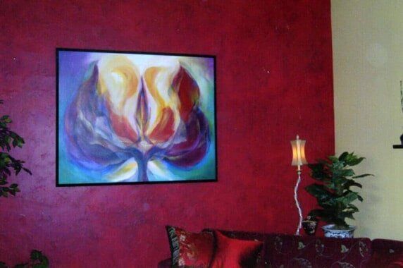 maroon wall and painting — Paint in Plano, TX